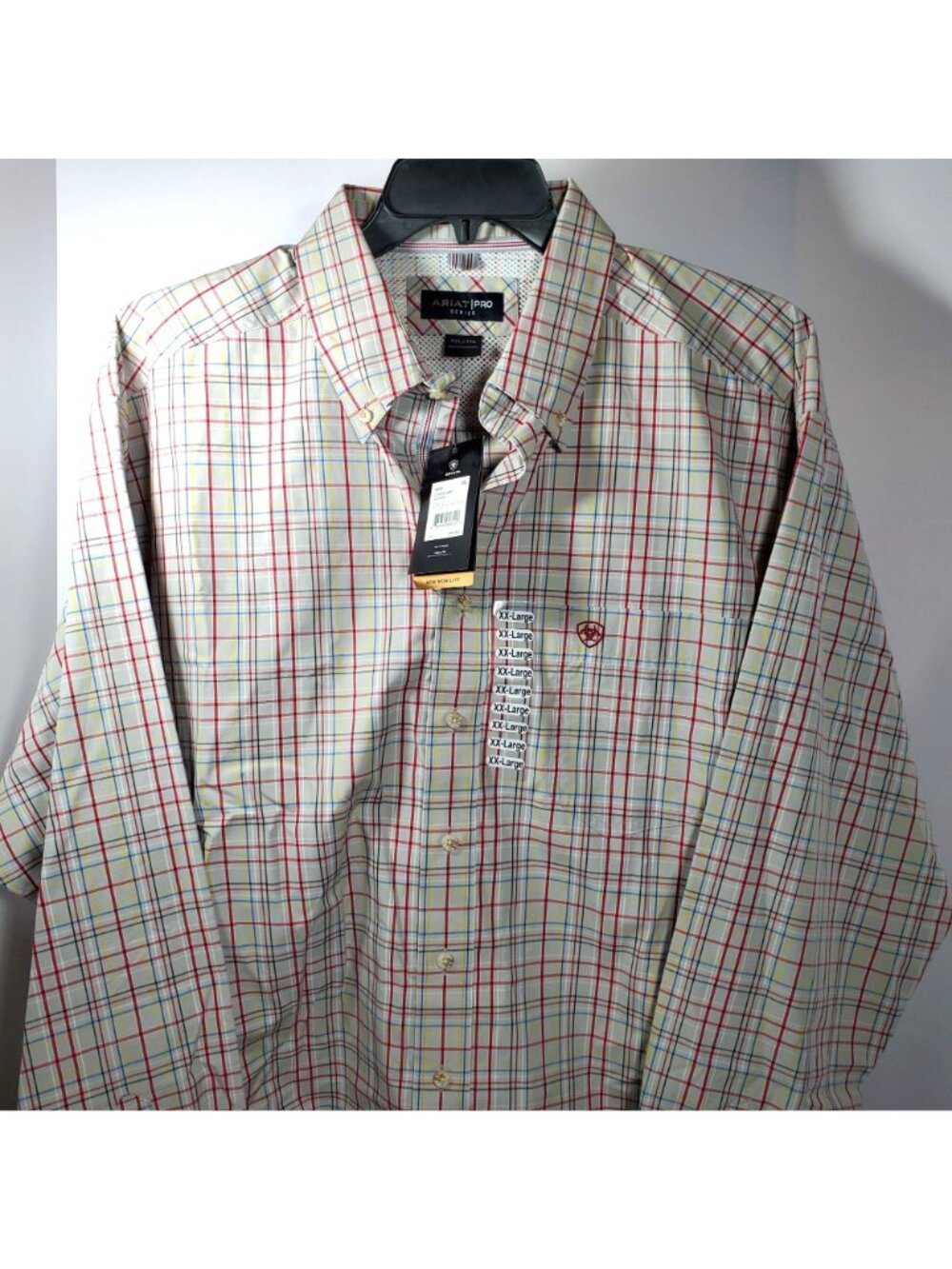 Ariat Pro Series Mens XXLarge Plaid Long Sleeve Button Shirt Tan XXL 2XL - Picture 14 of 16